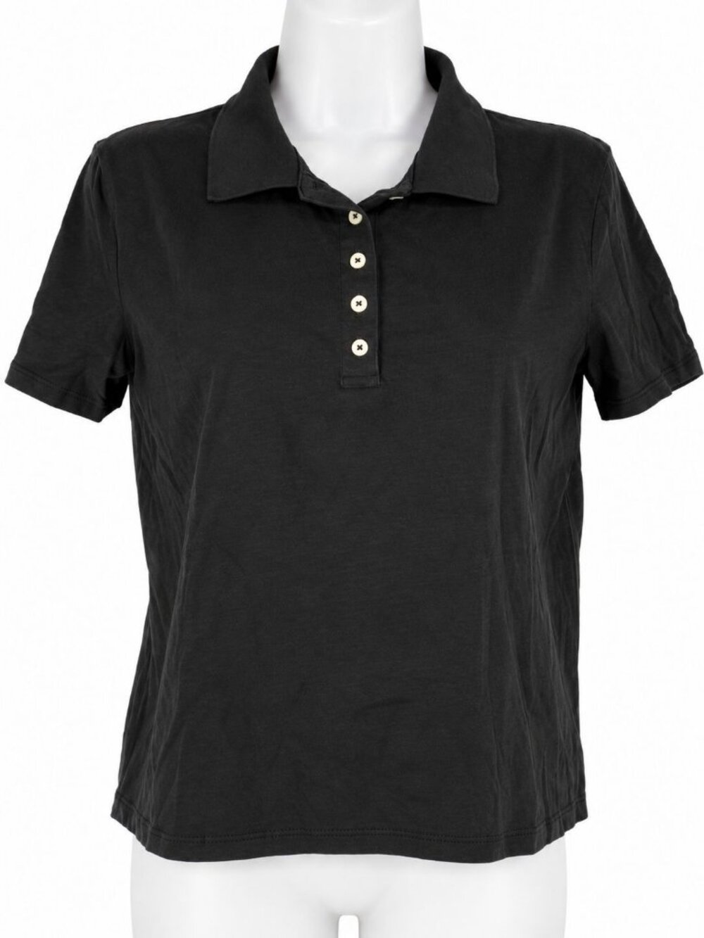 Zara Womens Black Collared Short Sleeve Polo T-Shirt Size S Lightweight Cotton B